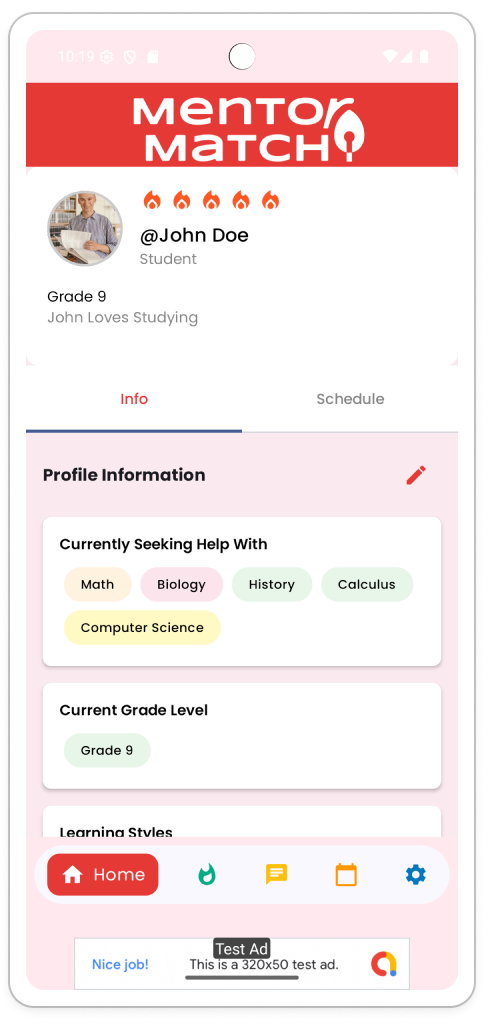 An image of the MentorMatch homepage