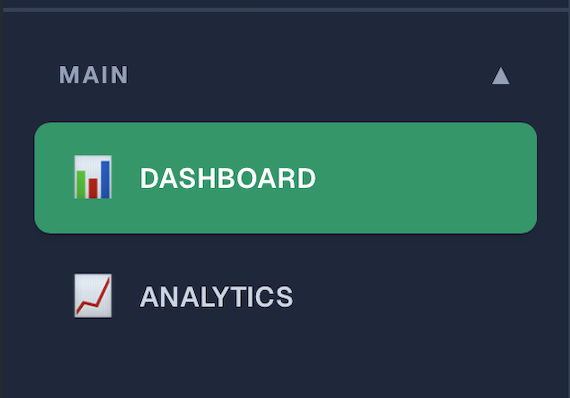 Old sidebar: Main section with Dashboard and Analytics