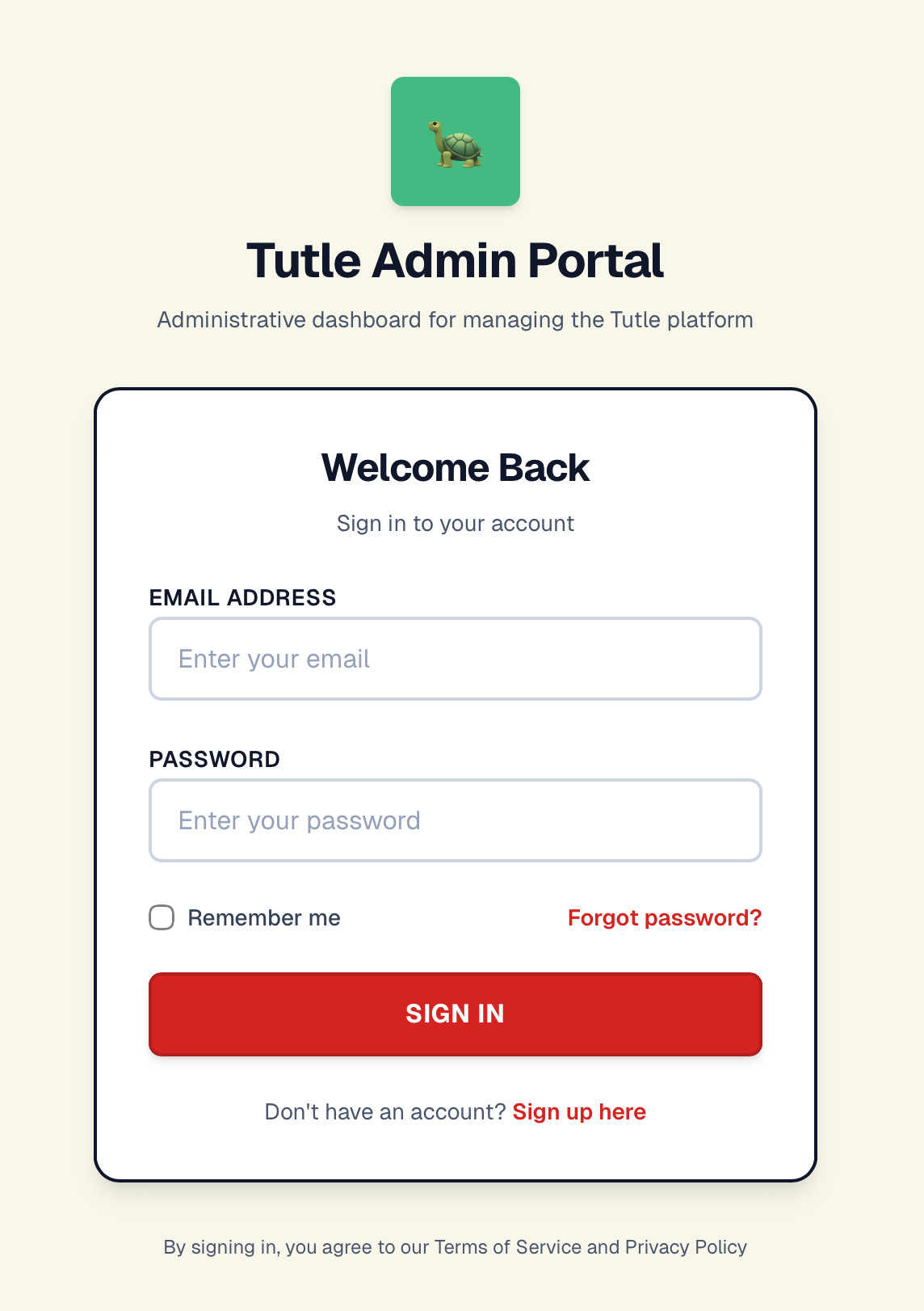 Original sign-in page with plain white background and standard form