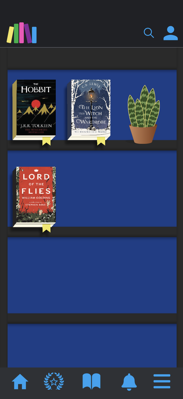 Bookshelf — dark mode