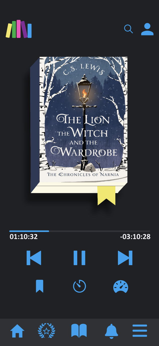 Listening view, paused — dark mode