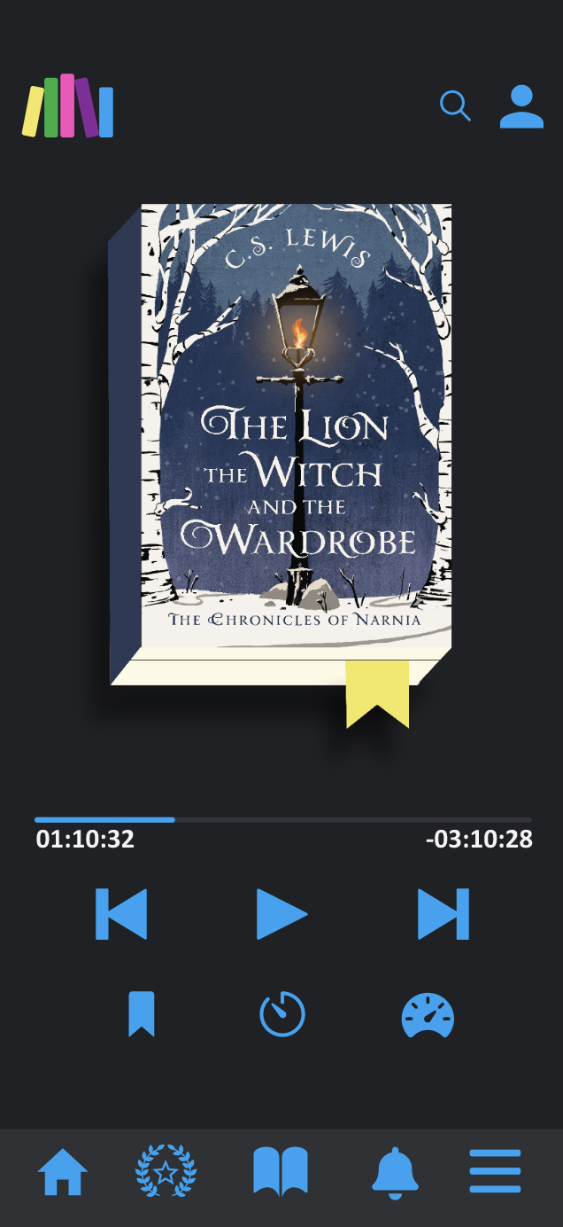 Listening view, playing — dark mode