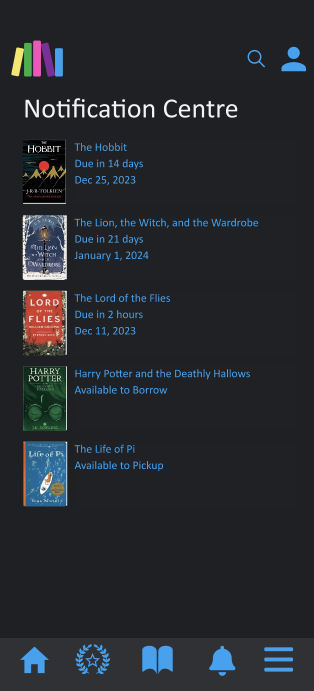 Notifications — dark mode
